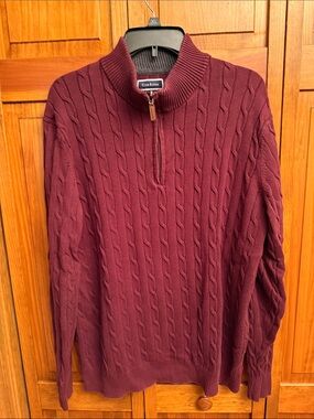 Club Room Men's Maroon Cable Knit Half-Zip Sweater size xl